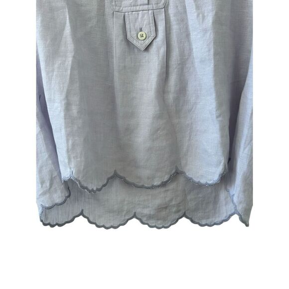 Claridge + King Linen Tunic Long Sleeve Scalloped Edges Lavender Women's Size XS - Picture 2 of 6